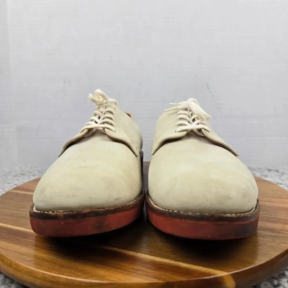 Brooks Brothers Men 11.5D White Nubuck Suede Derby Oxford Dress Shoe Made in USA